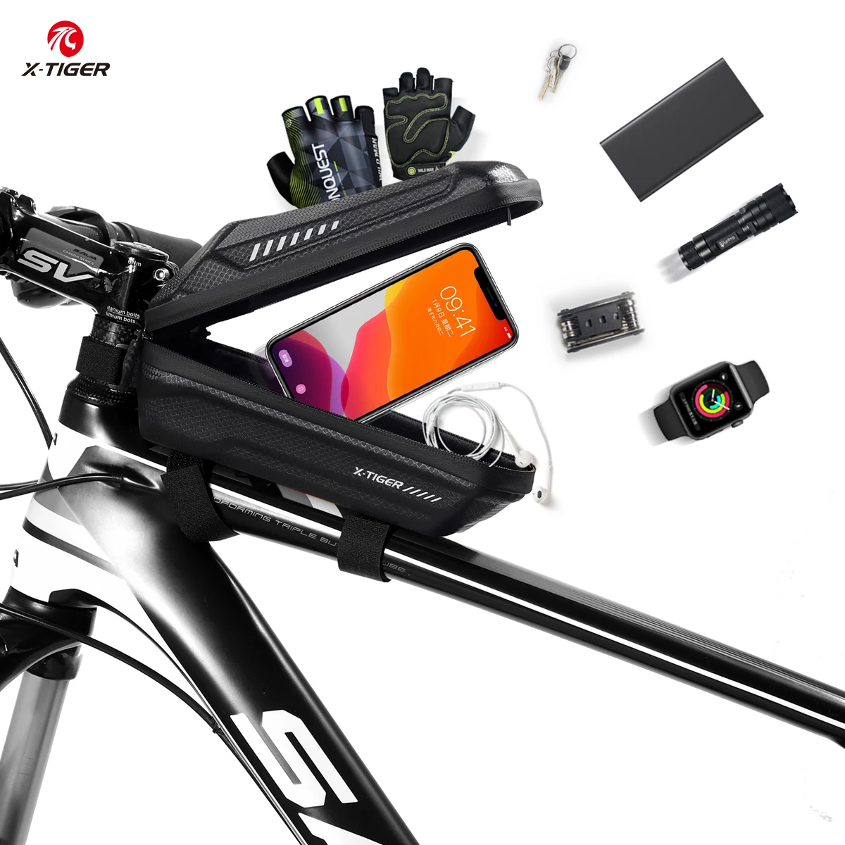 

Противоударная велосипедная сумка X-Tiger, светоотражающая ударопрочная рама на переднюю трубу, Жесткий Чехол 3D, Аксессуары для велосипеда