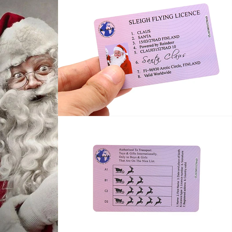 

Creative Santa Claus Flight License Christmas Eve Driving Licence Children Gifts