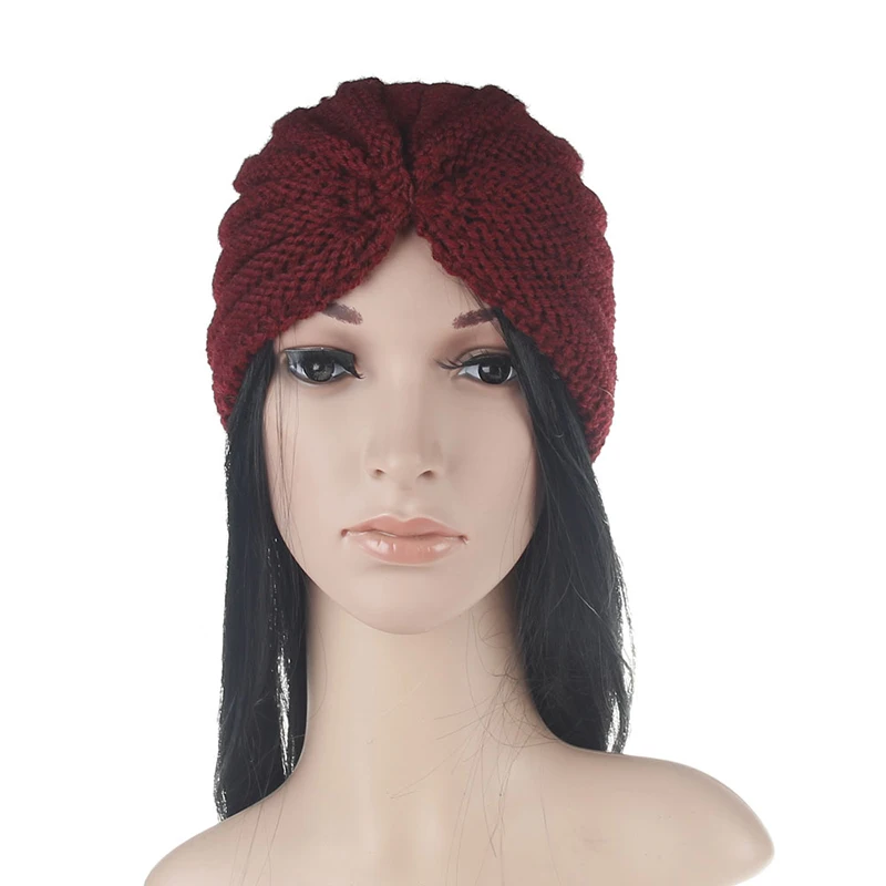Женские богемные вязаные зимние шапки для женщин фетровые Женский тюрбан шапка