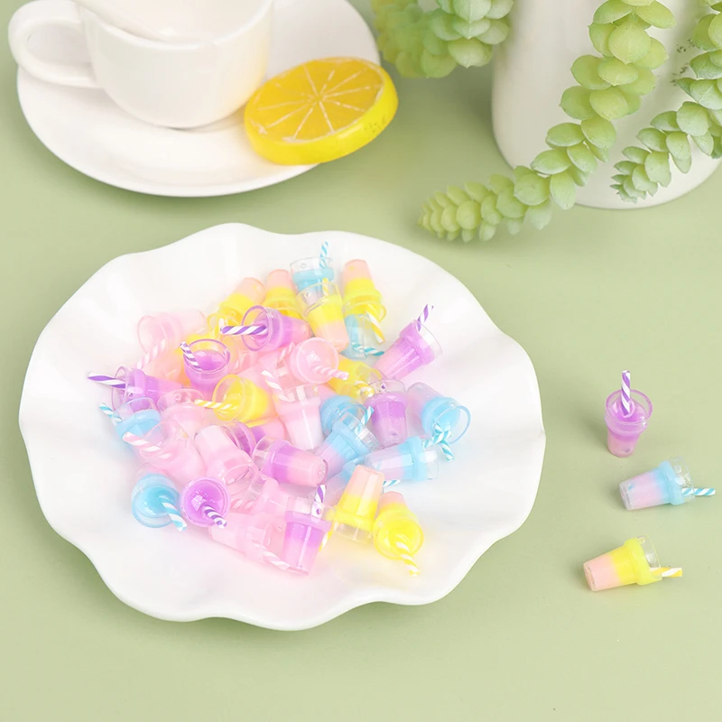 

10Pcs 1:12 Dollhouse Mini Drink Cup Milk Tea Juice Drink Cup Doll Kitchen Toy