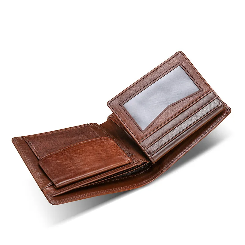 

Genuine Leather Men Wallet RFID Blocking Wallet Male Fashion Top Layer Cowskin Coin Purse Identity Protection Men's Wallets