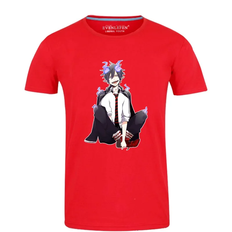 Синяя экроскоцистская хлопковая Футболка Ao no Exorcist футболка с круглым вырезом
