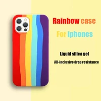 luxury rainbow silicone case for apple iphone 12 pro max 11 7 8 plus mini xs max xr gradient color original official brand cover