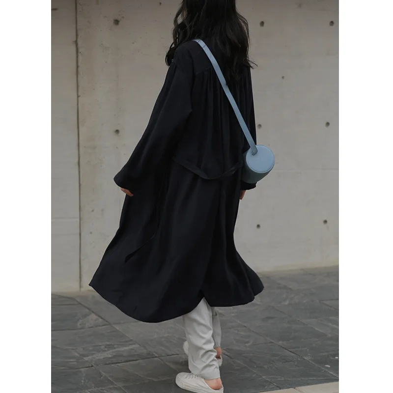 

2020 Autumn Women's Jackets New Windbreaker Femininity Fashion Commuting Versatile Simple Belt Tie Casual Loose Long Trench Coat