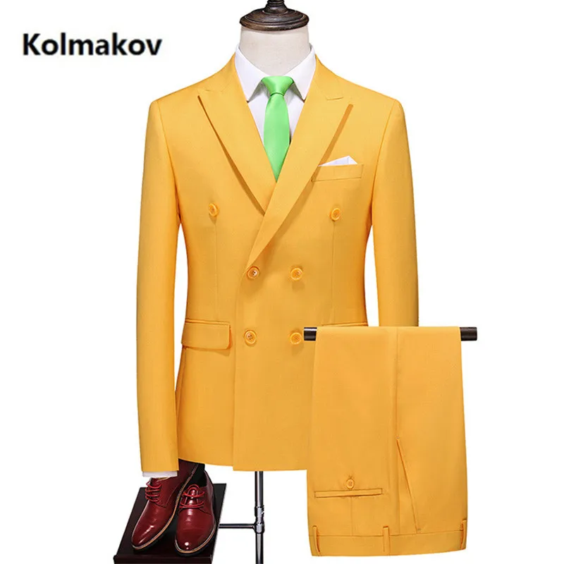 (Jacket+trousers)2020 new arrival Double breasted suits men,high quality Slim fit men's Wedding Suit men