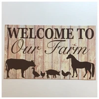 welcome farm tin sign hanging or wall plaque country horse chicken rooster pig
