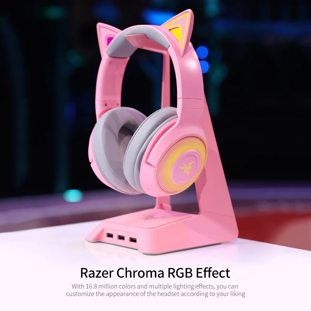 

Razer Kraken Kitty Gaming Headset TNX 7.1 Surround Sound Headset with Active Noise Reduction Microphone 50mm Driver Unit Quartz