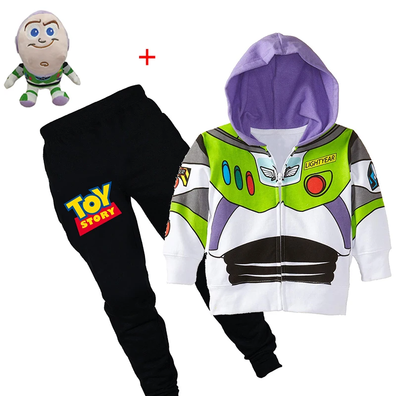 Buzz Set-Toy И розничная, детские Осенние костюмы «История игрушек мультфильма 4 мания» Детское пальто с капюшоном костюмы для девочек, куртка+ брюки комплекты повседневной одежды - Цвет: Buzz Set-Toy