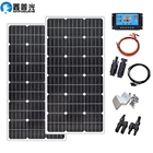 Монокристаллическая стеклянная солнечная панель, 200 Вт, алюминиевая рама, 100 Вт, 18 в