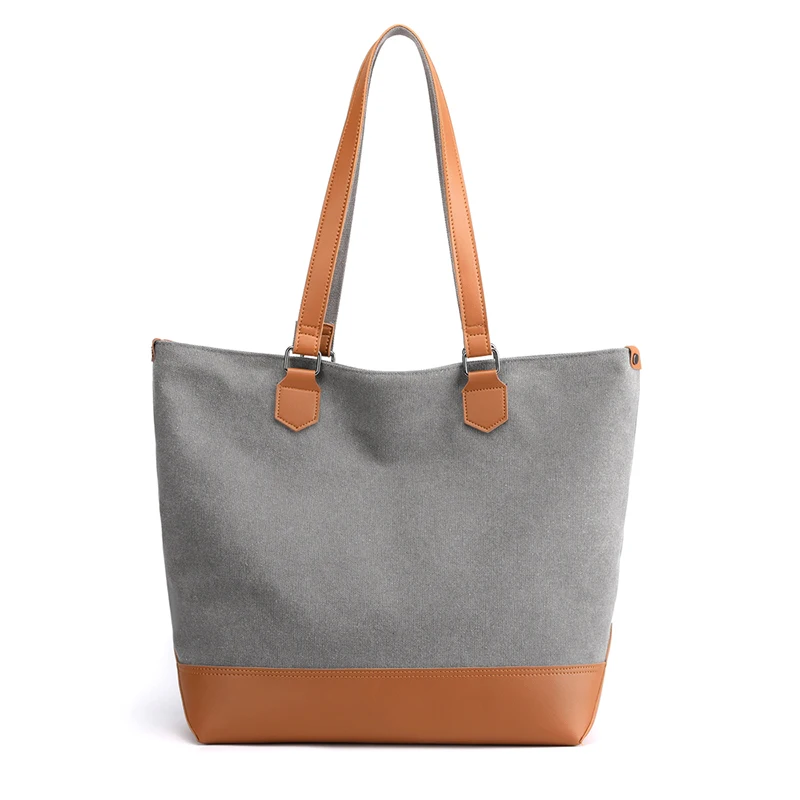 

Women's Canvas Bag 2021 New Fashion Gray Color Handbag Versatile Large Capcity Shopper Tote Sac Lady Casual Bolsos