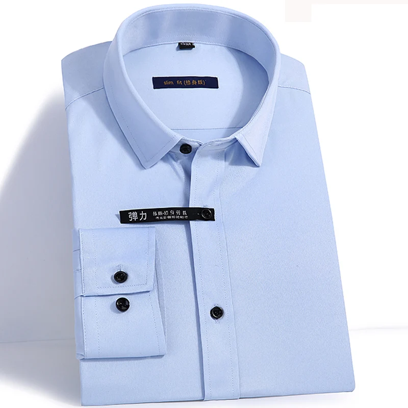 

Рубашка мужская с длинным рукавом, роскошное бамбуковое волокно формальная однотонная, не требует глажки, легкая в уходе, весна