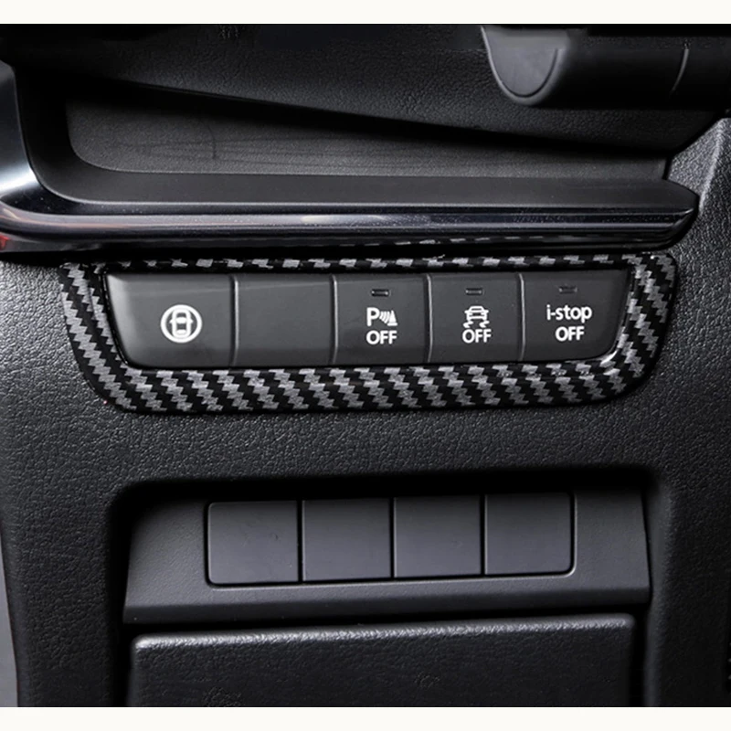 

ABS Matte/ Carbon Fibre 2019 2020 Car Headlamps Adjustment Switch Cover Trim Sticker Styling Car Accessories for Mazda 3 Axela