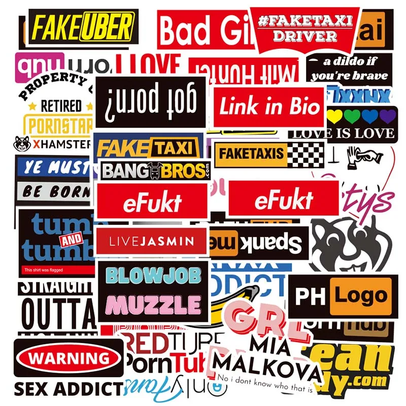 

50Pcs Interesting Website Sticker Pornhub Sticker For Car Motorcycle Skateboard Guitar Refrigerator TV Game Machine Suitcase