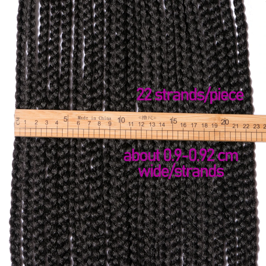 24 Inch Ombre Box Braid Crochet Braids Hair Extensions, Synthetic Heat Resistant Fiber, 22 Roots/Piece, Two and Three Tone image 6