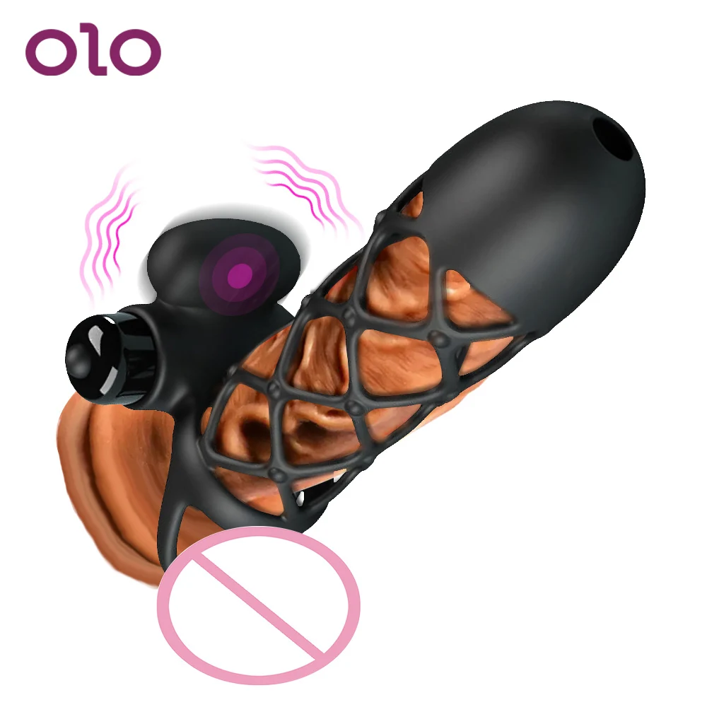 

OLO G spot Stimulator Bullet Vibrator 10 Speeds Ejaculation Delay Dick Enlargement Extender Flexible Vibrating Cock Cage