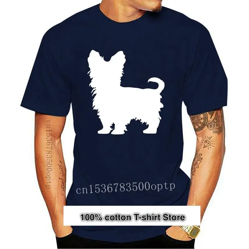 

Camiseta con silueta de YORKSHIRE TERRIER para hombre, ropa de tendencia de manga corta, Yorkie/perro, divertida, nueva
