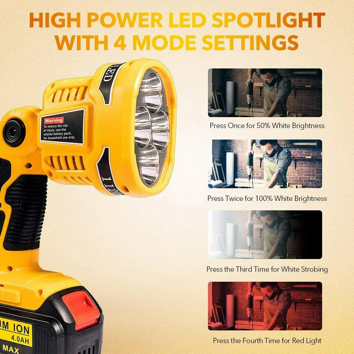 구매 LED 작업등, DeWalt 20V MAX XR DCB205 리튬 이온 배터리 1120LM 작업용 충전식 슈퍼 브라이트 Led 작업용 라이트