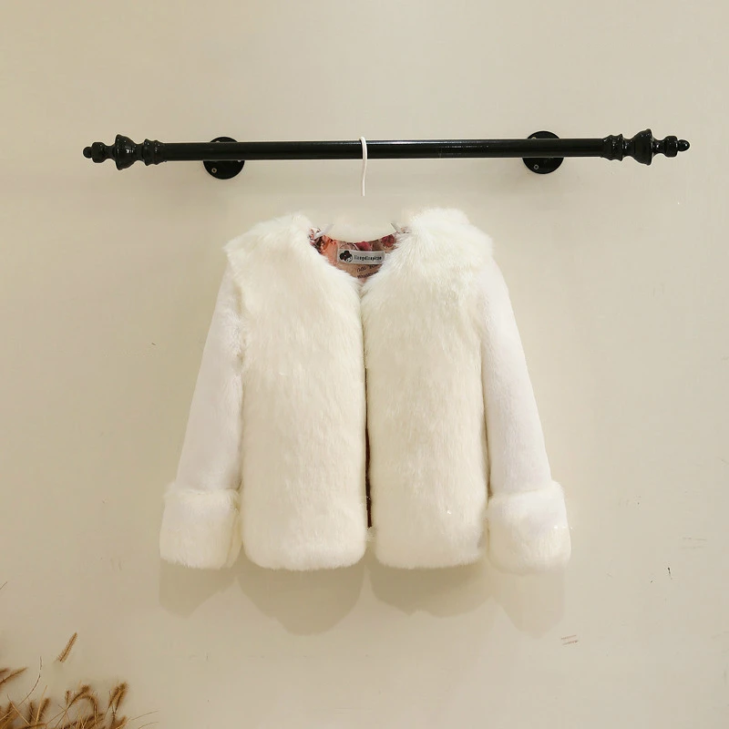 Dollplus/зимнее меховое пальто для девочек; элегантные куртки и пальто из искусственного меха для маленьких девочек; толстая теплая парка; Эксклюзивная одежда для детей - Цвет: white