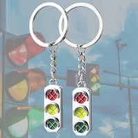 hot sale creative 1 pc car auto key chain gifts for male womens wholesale traffic light key rings red and green lights keychain