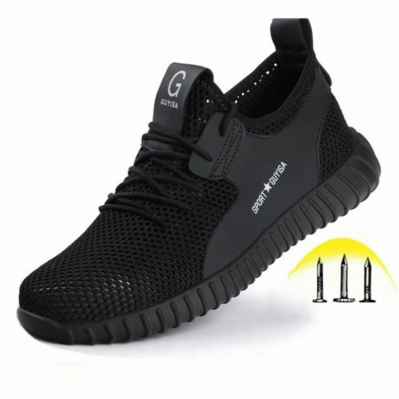 

Men's Steel Toe Cap Work Safety Shoes Lightweight Breathable Outdoor Sneakers Puncture-Proof Boots Indestructible Shoes for Men