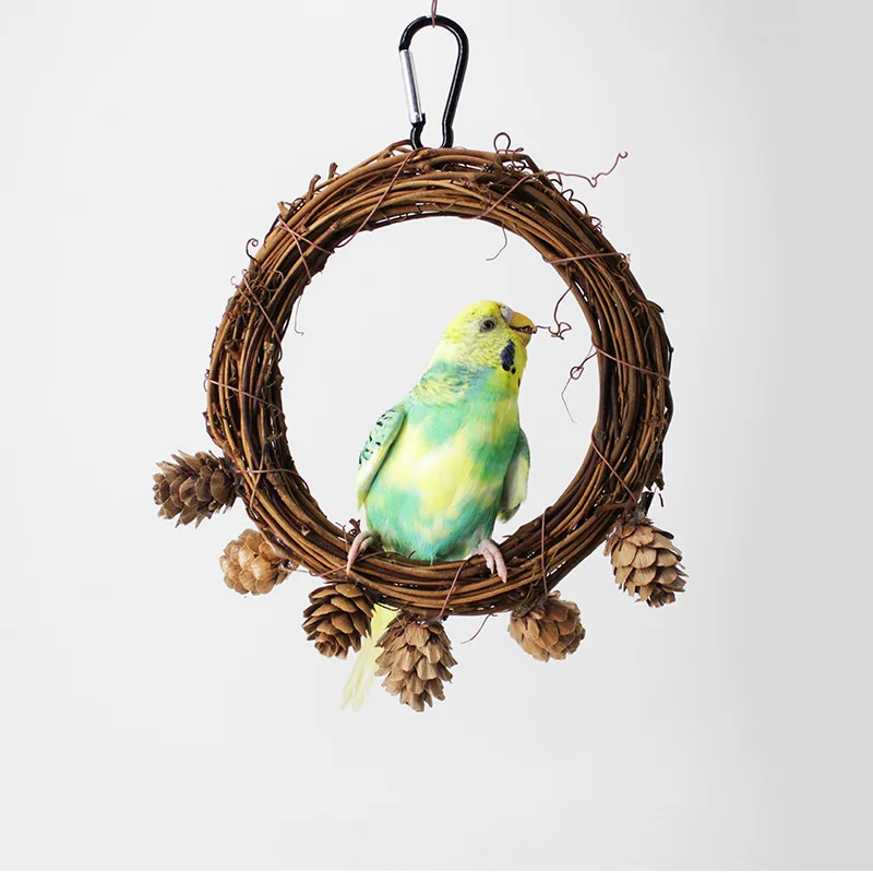 

1PCS Newest Pet Birds Swing Hanging Natural Wood Parrot Toys Bird Cage Toys Chewing Bite Bridge Wooden Hammock For Samll Birds
