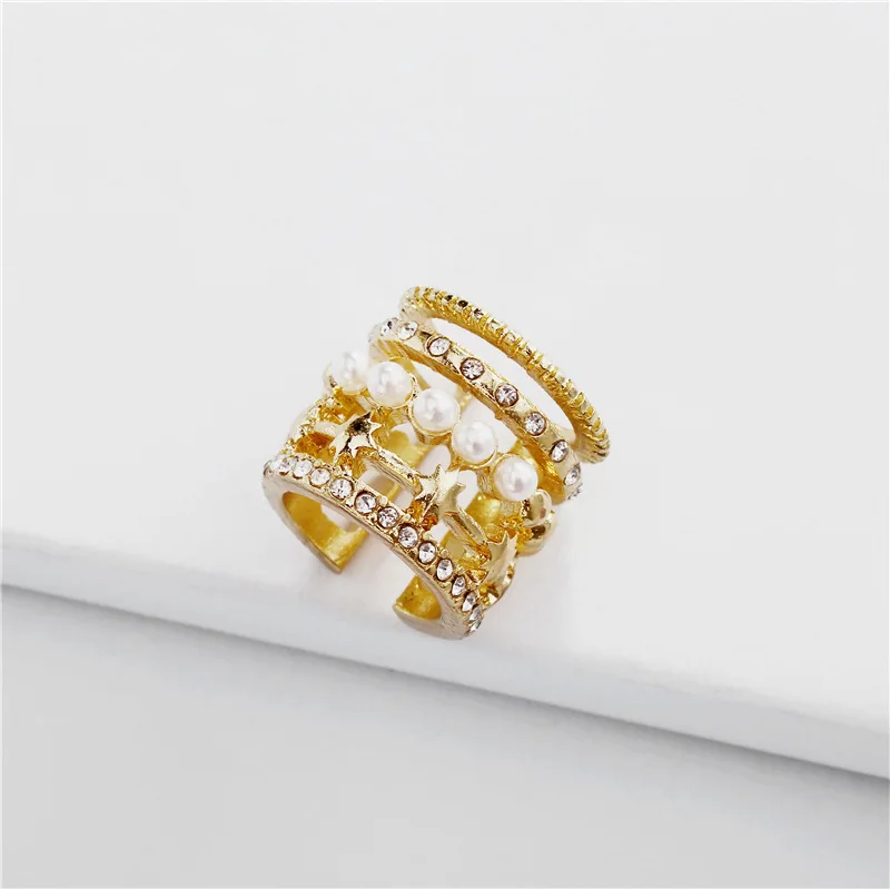 

Luxury Crystal Earring Brand Designer Accessories Copper Parts Hollow out Pearl Five-Star Drill Rhinestone Women's Ear Clip