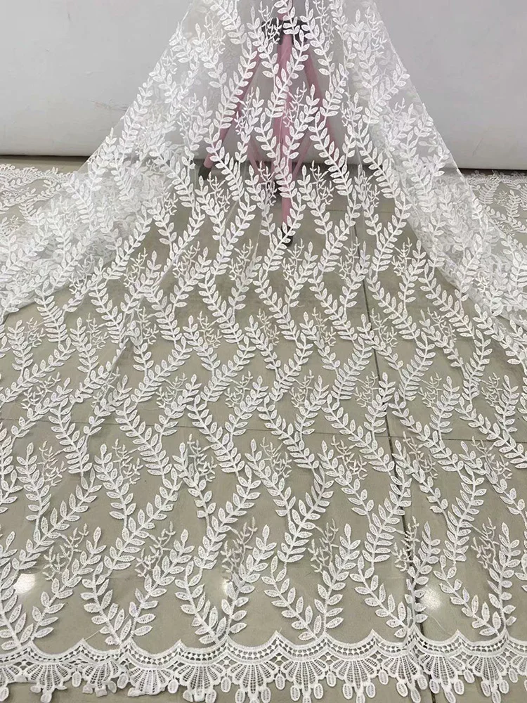 

Most popular in white color French Net Lace Fabric ADP73 Appliqued Bead curtain design with sequins wholesale Tulle Lace Fabric