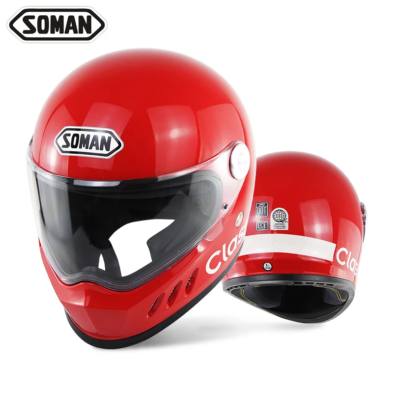 

Retro Full Face Motorcycle Helmet Vintage E-mote Casco Soman Sm801
