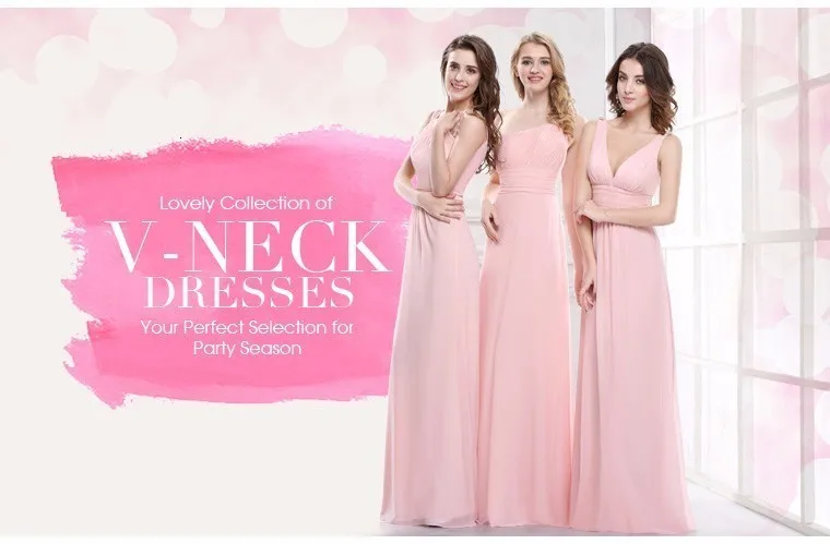 Vestido Fiesta Mujer Ever Pretty, длинное шифоновое свадебное платье трапециевидной формы с v-образным вырезом, элегантные королевские синие платья подружек невесты