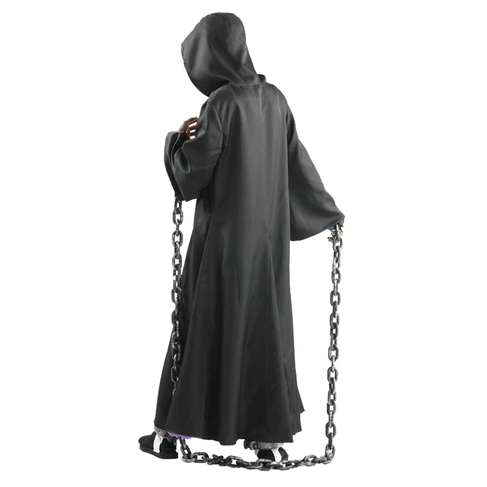 Черный костюм смерти длинный халат с широким рукавом и капюшоном платье