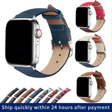 Кожаный ремешок для Apple watch band 5 44 мм 40 iWatch series 4 3 2 1 42 38 кожаный