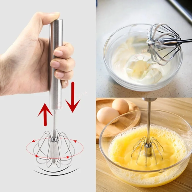 

Автоматический прибор для взбивания яиц из пищевой нержавеющей стали, вращающийся венчик для смешивания и вращения, кухонные инструменты д...