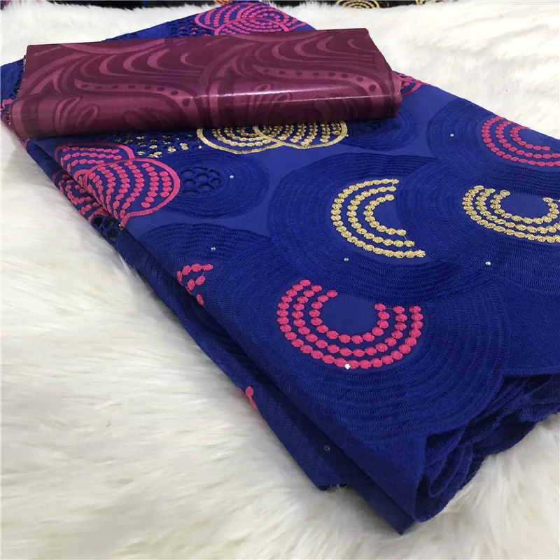 

2.5 y Swiss lace fabric +2.5 y Bazin Brode riche embroidery African 100% cotton fabrics Swiss voile lace popular Dubai style 2L2