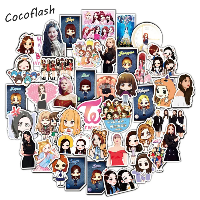 10/50Pcs/set Korea TWICE Cartoon Waterproof Stickers For Fridge Laptop Toy Motorcycle Snowboard Luggage Children