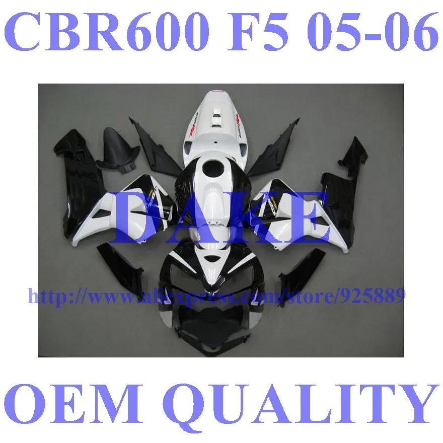 

DAKE black white fairings for CBR600 F5 HONDA CBR600RR 05 06 F5 CBR 600 RR 2005 2006 injection mold fairing kit #552+tank