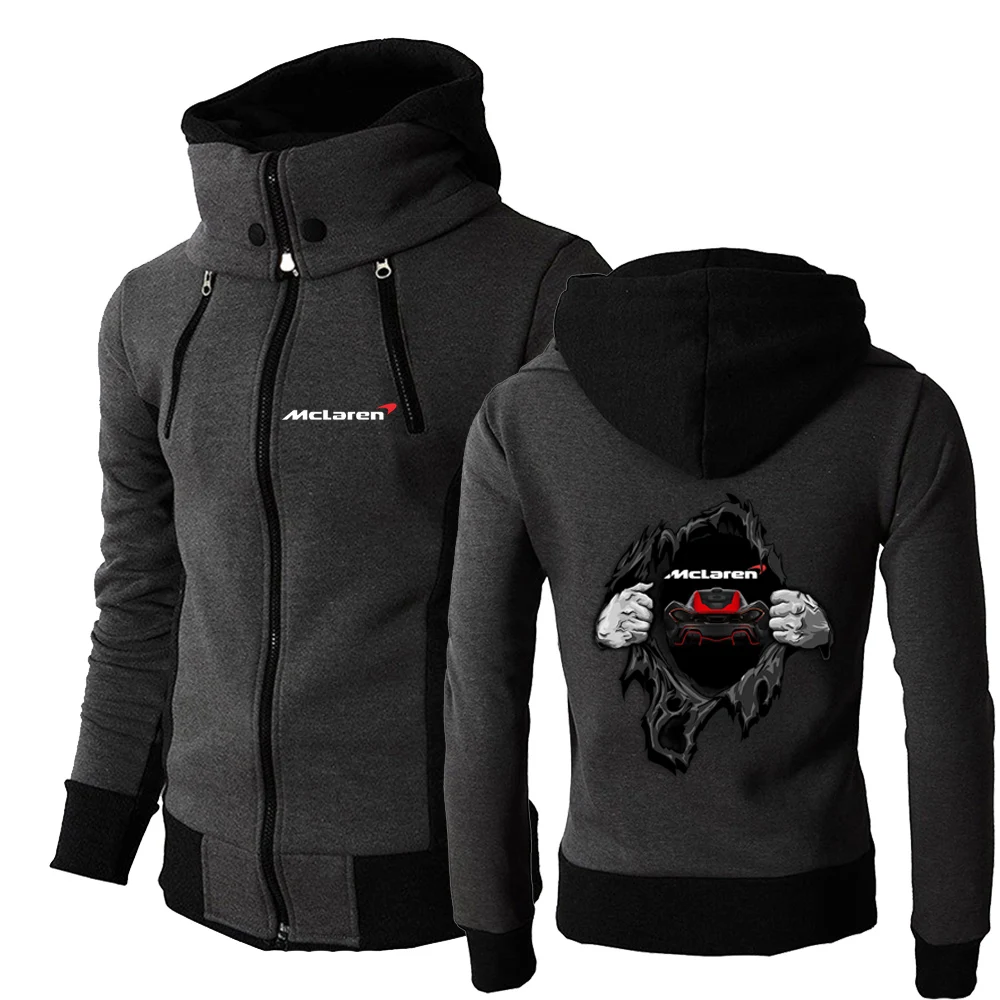 

Men's McLaren Car Logo Fashion Zipper Hoodies Leisure Sportswear Fitness Popular Hooded Solid Color Clothing Sweatshirt