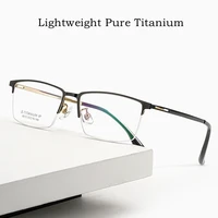 ultra light comfortable half frame eyeglasses frame pure titanium myopiaastigmatism prescription optical glasses frame men 6513