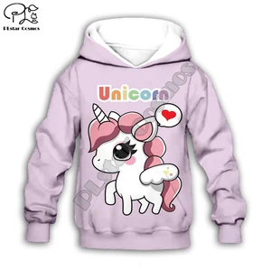 Kid 3d Print Cartoon Unicorn Hoodie Children Baby Girls Clothing Long Sleeve Sweatshirt Streetwear Z