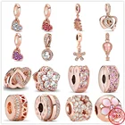 Новинка розовое золото ажурное плетение Бесконечность Маргаритка воздушный шар зажим Шарм Подходит для Pandora шармы Серебро 925 оригинальные браслеты