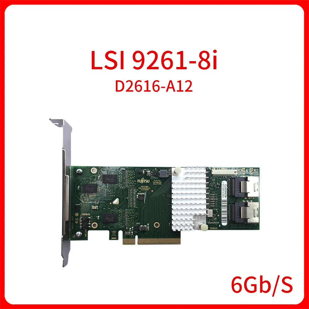 

Original Array Card LSI 9261-8i PCI-E to D2616-A12 SATA SAS Raid 6Gbs 512MB Cache SFF-8087 6Gbs RAID0 1 5 6 Controller Card