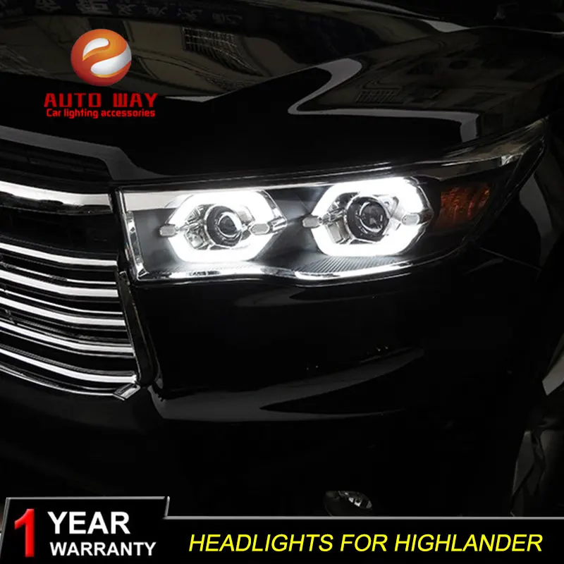 Автомобильный Стайлинг Головной фонарь чехол для Toyota Highlander 2015 2016 LED фары Дневные