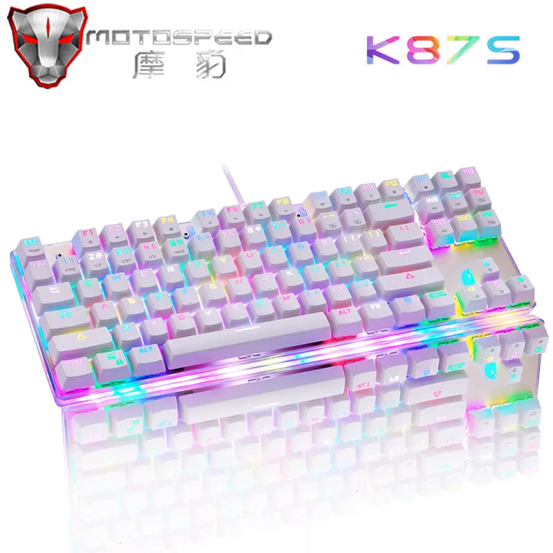 Motospeed K87s RGB Mechanical Gaming Keyboard USB Wired LED Backlit Original Keyboards Laser Russian/Spanish for PC Laptop Gamer