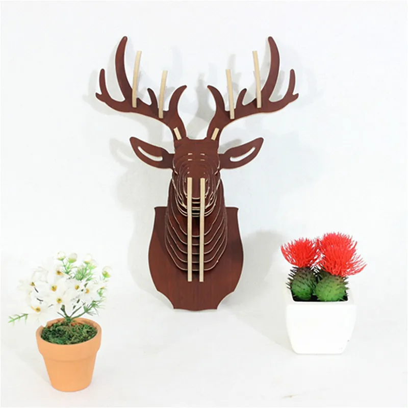 Деревянная голова лося домашнее украшение для стен лось 3D пазл модель сделай сам
