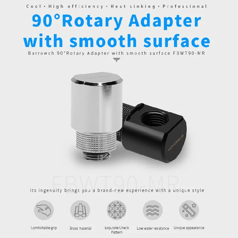 

Barrowch pc water cooling fittings connector 90 degree Rotary Adapter G1/4 male to female modding pc fitting FBWT90-MR