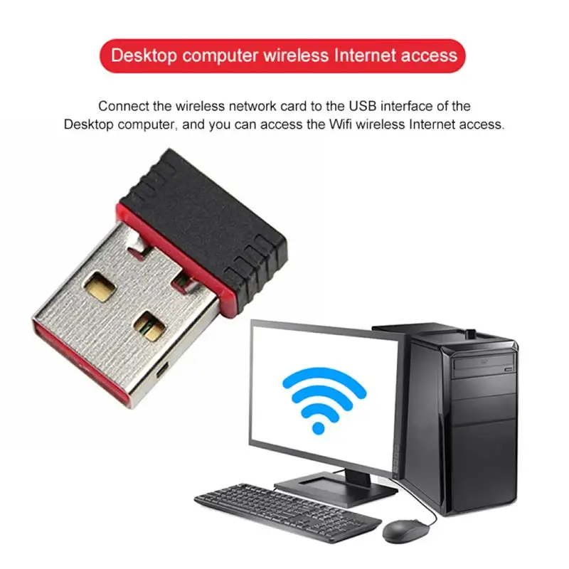 

Mini USB WiFi Adapter Portable 150Mbps Wireless Network Card for Laptop PC Computer Windows XP/VISTA/WIN7/WIN 8