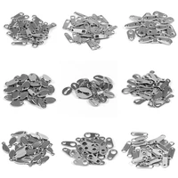 100pcslot 10 shape stainless steel tail tag blank tags for necklace bracelet diy engraving logo jewelry accessories wholesale