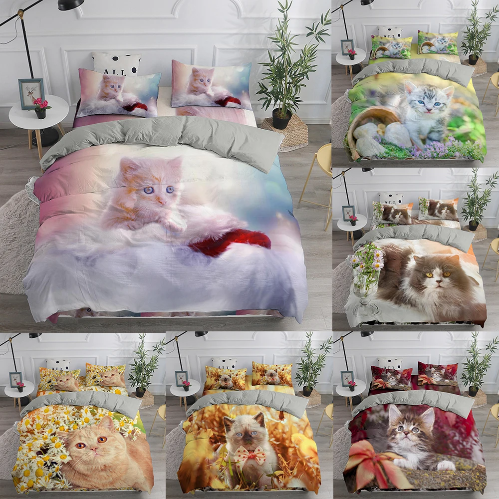

Cute Kitty 3D Bedding Set Luxury High Quality Duvet Cover Set Comforter/Quilt Cover 2/3 Pieces Bedclothes Home Textiles For Girl