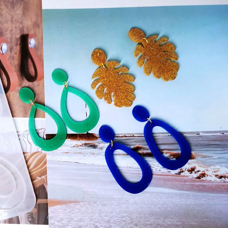 

1Set Crystal Epoxy Resin Mold Earring Drop Dangle Pendant Casting Silicone Mould A2UA