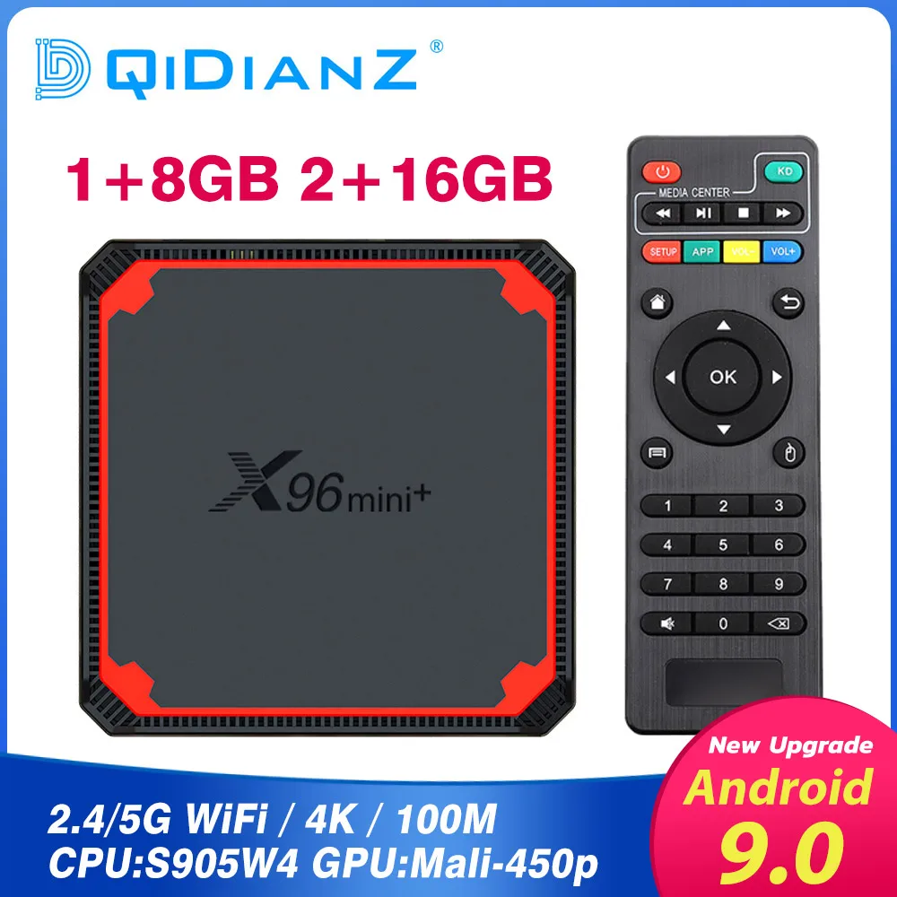 ТВ-приставка X96 Mini Plus Android 9 0 Amlogic S905W 4K Двойной Wi-Fi android Smart TV vs x96mini h96 мультимедийный