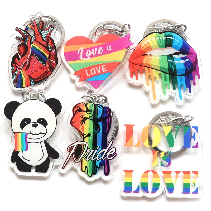 Модный акриловый брелок для ЛГБТ флаг Радуга Сердце Бесконечность любовь